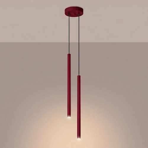 Lampa wisząca podwójna tuba Pastelo 2xG9 okrągła burgundowa