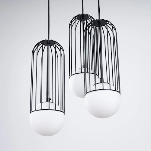 Lampa wisząca potrójna Brina okrągła 3xG9 czarna