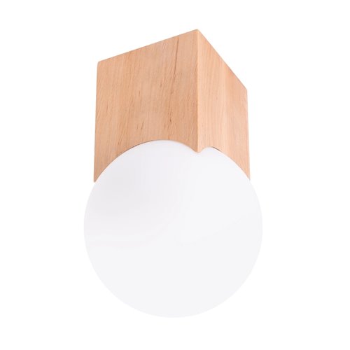 Lampa sufitowa Solis z mleczną kulą 1xG9 naturalne drewno