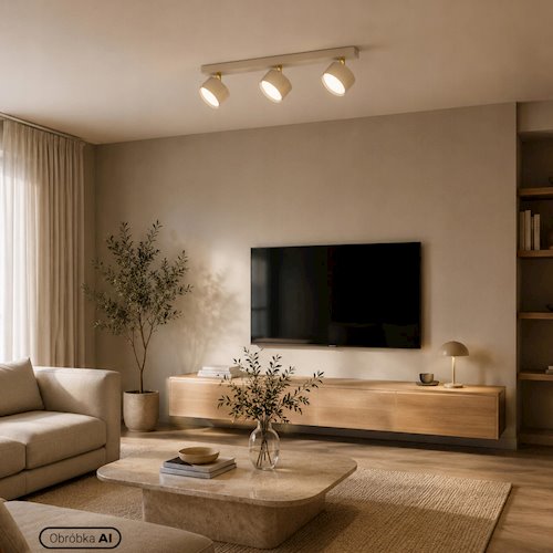 Listwa sufitowa 40cm z okrągłymi reflektorami 3xGX53 beżowa