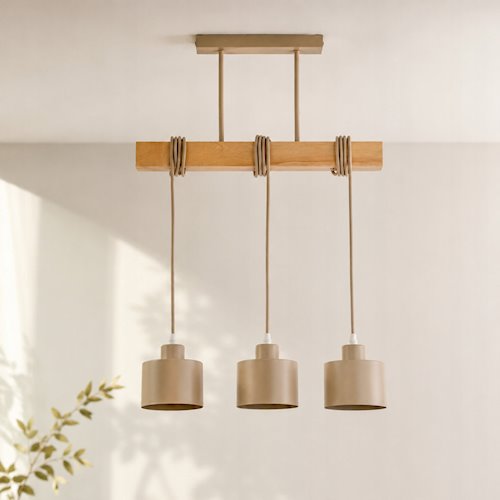 Lampa wisząca belka 3xE27 Elena beżowa