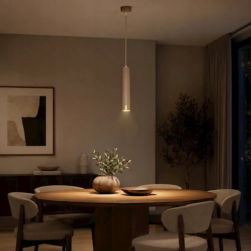 Lampa wisząca tuba 1xGU10 Naomi beż-złoty