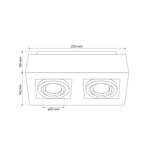 Spot sufitowy podwójny OSMIN 2xGU10 kwadrat biały