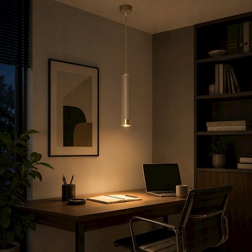Lampa wisząca tuba 1xGU10 Naomi beż-złoty