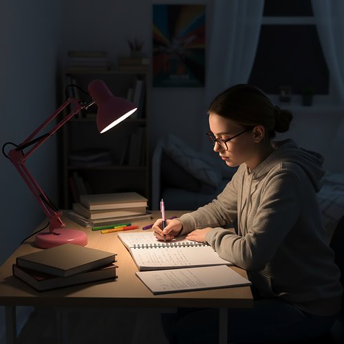 Lampka biurkowa kreślarska 1xE27 z klipsem różowa