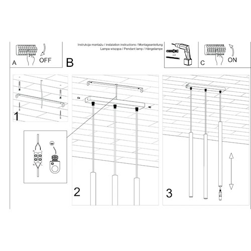 Lampa wisząca potrójna Pastelo 3xG9 listwa zielona oliwka