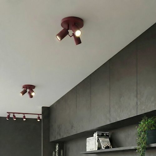 Kinkiet okrągły z reflektorami Ring 3xGU10 burgundowy