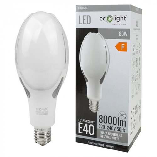 Żarówka uliczna LED E40 80W 8000lm 4000K