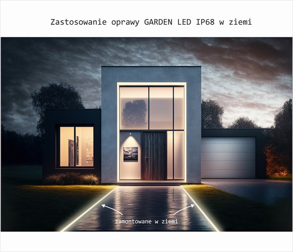 Oprawa liniowa LED IP68 Garden czarna 3000K 3m