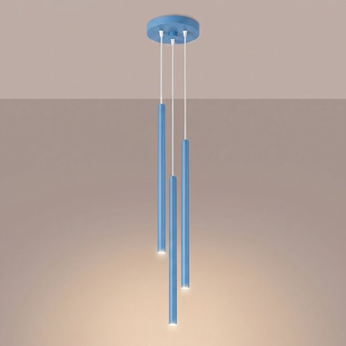 Lampa wisząca pojedyncza tuba Pastelo 3P 3xG9 błękitna