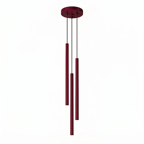 Lampa wisząca potrójna tuba  Pastelo 3P 3xG9 okrągła burgundowa