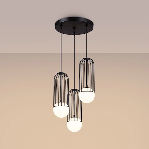 Lampa wisząca potrójna Brina okrągła 3xG9 czarna
