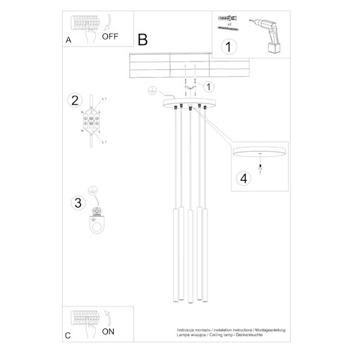 Lampa wisząca 5-punktowa Pastelo 5xG9 okrągła zielona oliwka