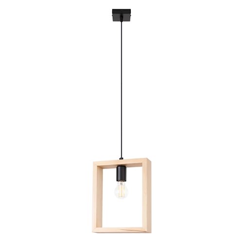 Lampa wisząca drewniana Aries 1xE27 naturalne drewno