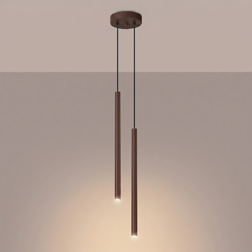 Lampa wisząca podwójna tuba Pastelo 2xG9 brązowa