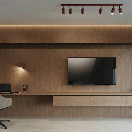 Kinkiet listwa z reflektorami Ring 3xGU10 burgundowy