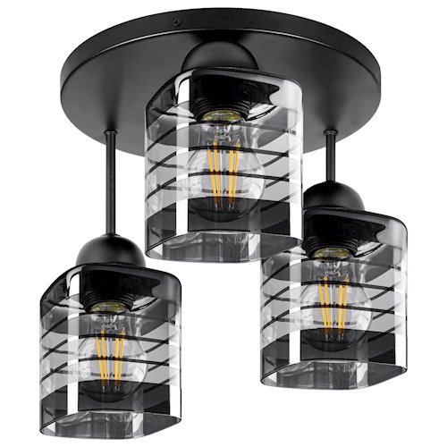 Lampa sufitowa 3xE27 Trivo czarna ze szklanymi kloszami