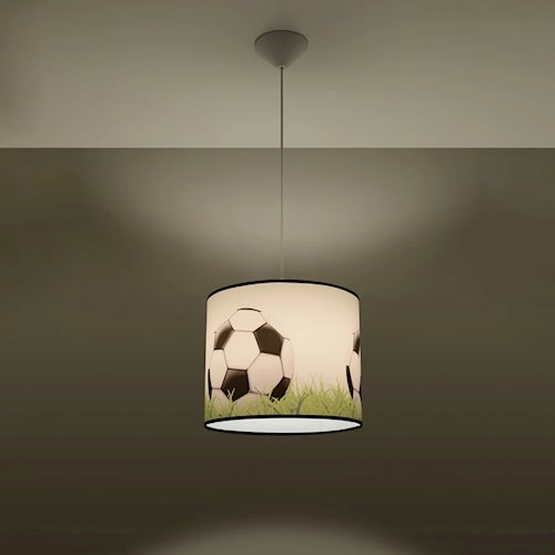 Lampa wisząca dziecięca Football C 30 1xE27 biało-czarno-zielona