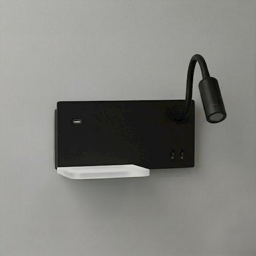 Lampa nocna z półką 14cm i reflektorem LED 4W czarna