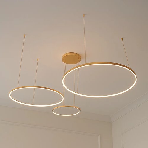 Nowoczesna lampa wisząca okręgi 20-40-60 cm 77W złota