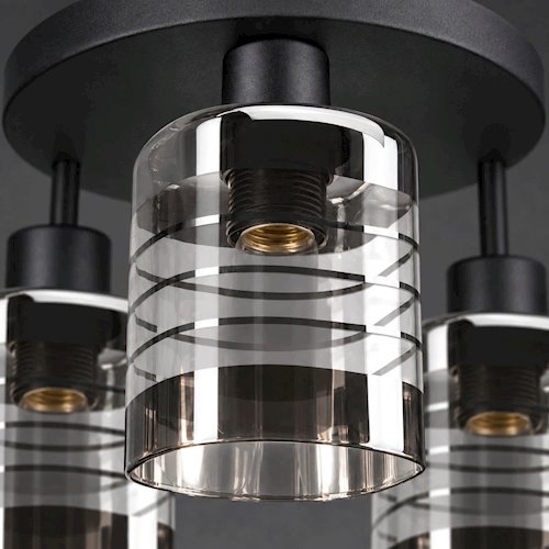Lampa sufitowa 3xE27 Trivo czarna ze szklanymi kloszami