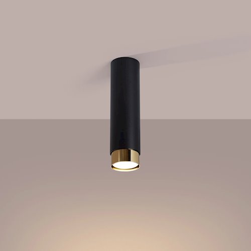 Tuba sufitowa nowoczesna Nero 22,5cm 1xGU10 czarny/złoty