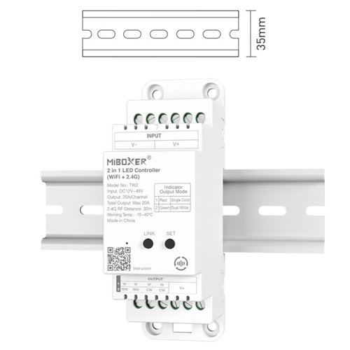 Mi-Light TW2 sterownik LED Wi-Fi 2w1 na szynę DIN