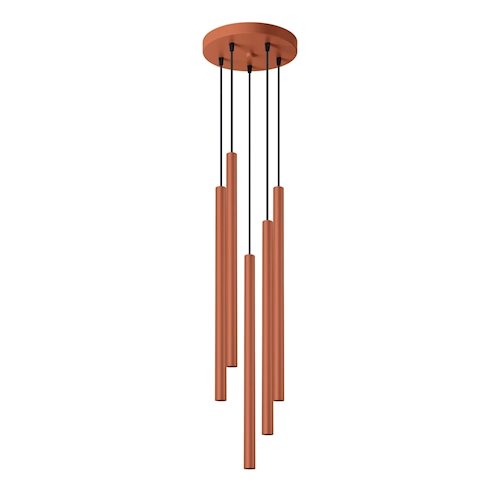 Lampa wisząca 5-punktowa Pastelo 5xG9 okrągła ochra czerwona