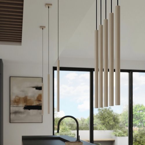Lampa wisząca potrójna tuba Pastelo 3P 3xG9 okrągła taupe