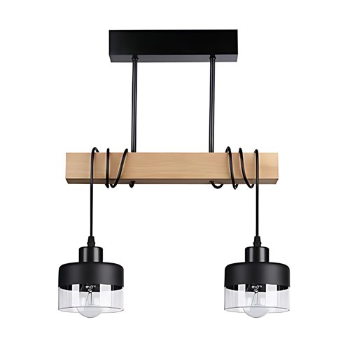 Lampa wisząca drewniana Snow podwójna 2xE27