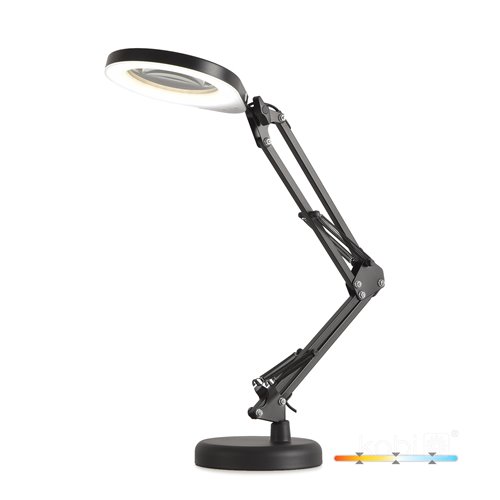Lampka biurkowa LED Auriq z lupą 10W CCT czarna