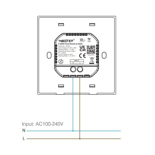 Ściemniacz LED Mi-Light ESR2T do puszki 230V - 2 strefy