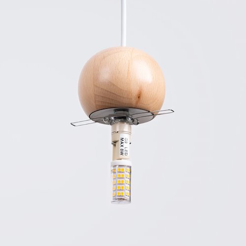 Lampa wiszące kule Pekka okrągła 3xG9 biała/naturalne drewno