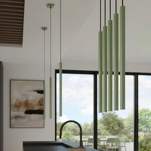 Lampa wisząca podwójna tuba Pastelo 2xG9 okrągła szałwiowa