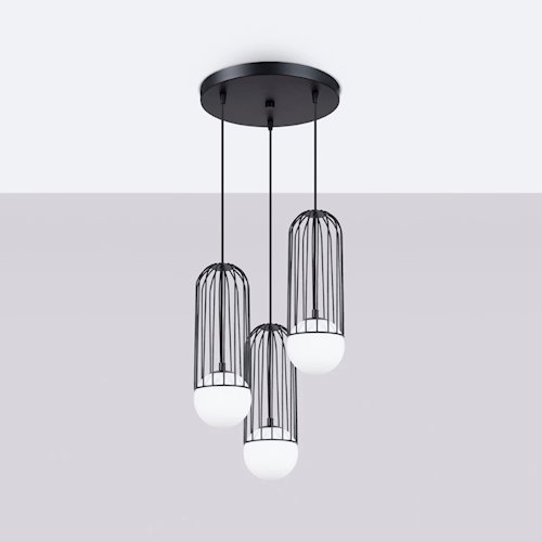 Lampa wisząca potrójna Brina okrągła 3xG9 czarna