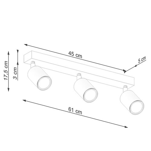Listwa sufitowa drewniana VERDO - 3 reflektory GU10 czarne