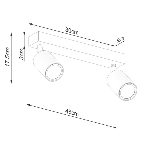 Listwa sufitowa drewniana VERDO - 2 reflektory GU10 białe