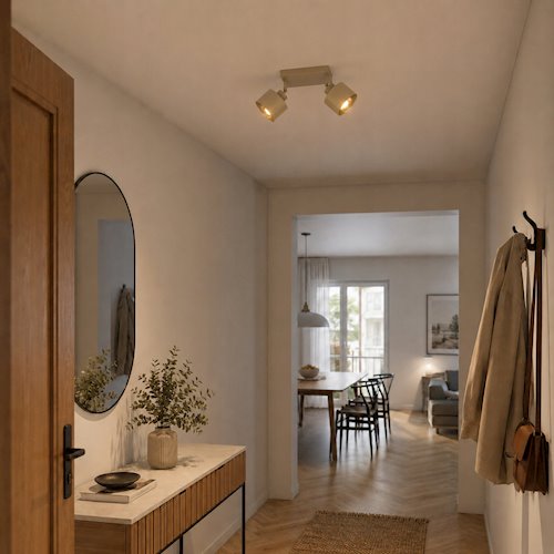 Lampa sufitowa Loft 2xE27 Elena kwadratowa beżowa