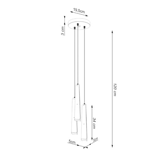 Lampa wisząca potrójna Prysm okrągła 3xG9 czarna