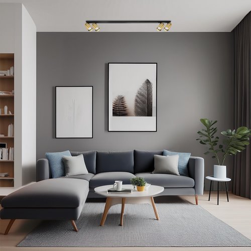 Lampa ze złotymi reflektorami Hero 4xGU10 czarna