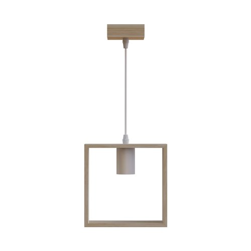 Lampa wisząca Horney Quadro 1xE27 z drewnianym kloszem