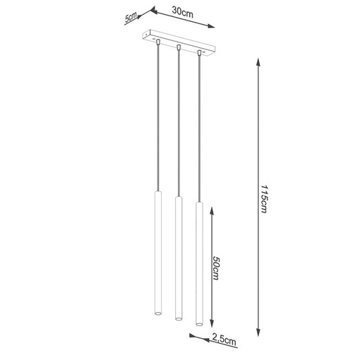 Lampa wisząca tuby PASTELO 3xG9 złota - listwa