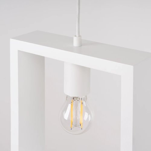 Lampa wisząca drewniana Aries 1xE27 biała