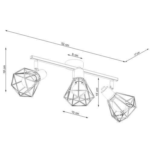 Lampa sufitowa listwa ARTEMIS 3xE14 czarna