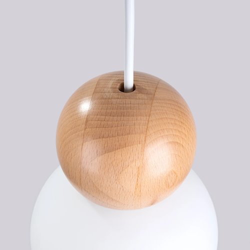 Lampa wisząca drewniana kula Pekka 1xG9 biała/naturalne drewno