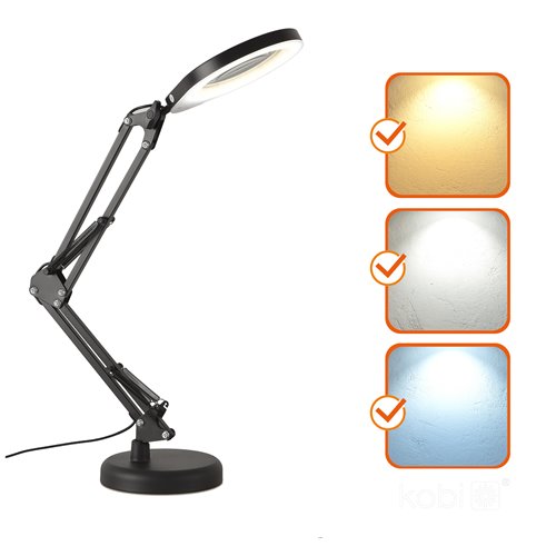Lampka biurkowa LED Auriq z lupą 10W CCT czarna
