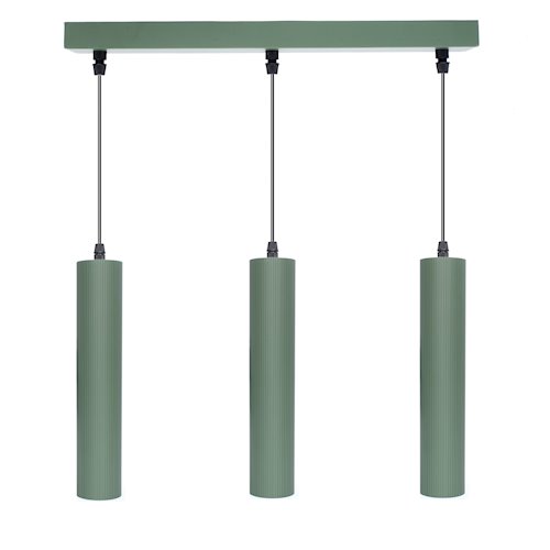 Lampa wisząca 3xGU10 ryflowane tuby - zielona oliwka