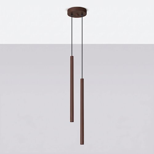 Lampa wisząca podwójna tuba Pastelo 2xG9 brązowa
