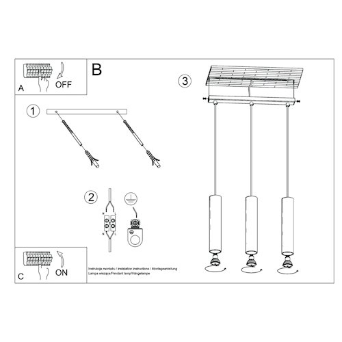 Lampa wisząca potrójna Lagos 3xGU10 listwa beżowa