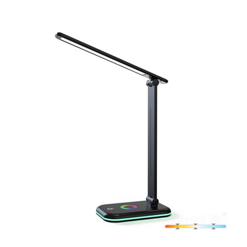 Lampka biurkowa LED Noblite 7W CCT ze światłem RGB czarna